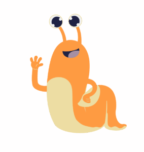 Dessin de limace orange qui salut quelqu'un