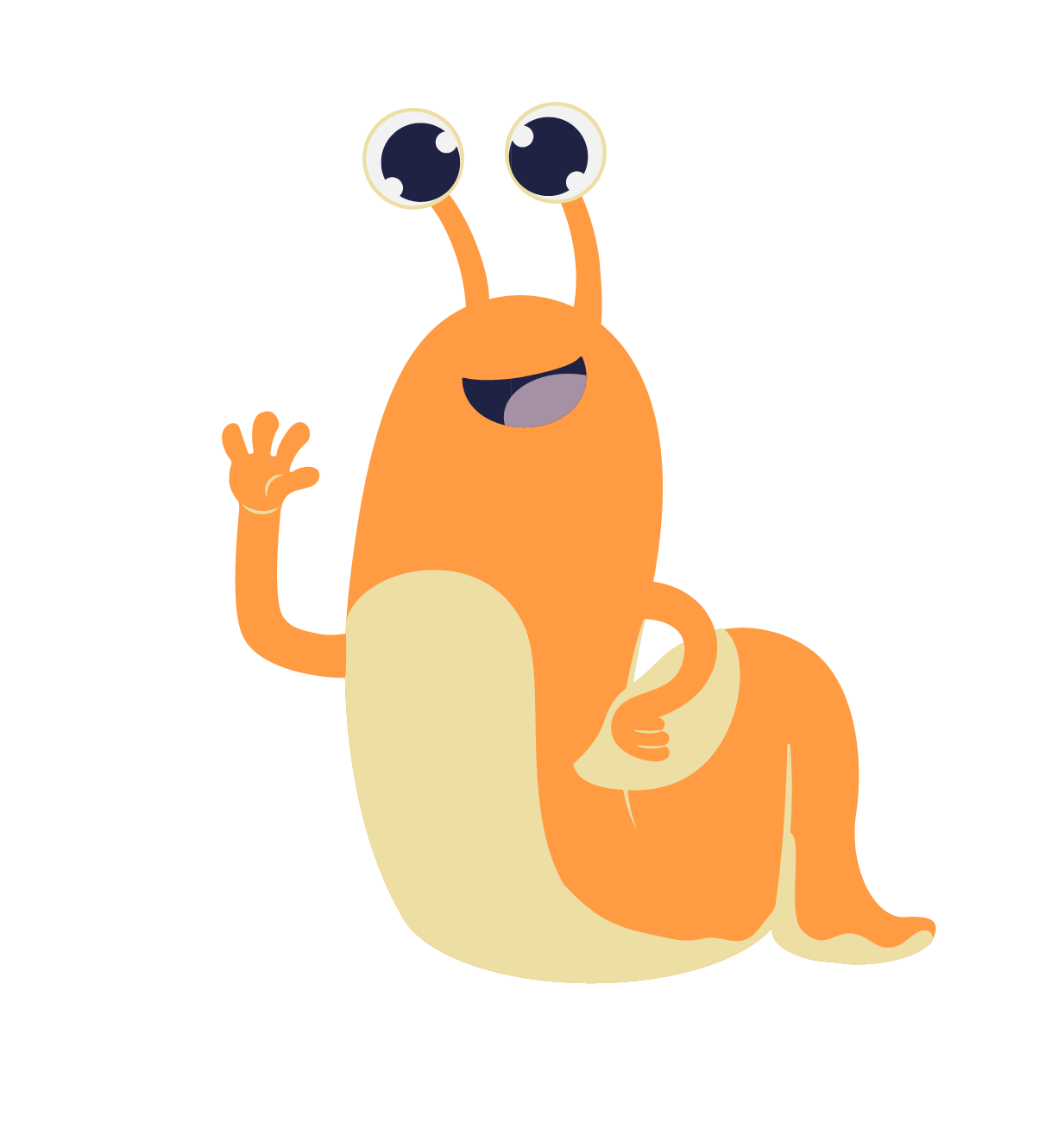 Dessin de limace orange qui salut quelqu'un