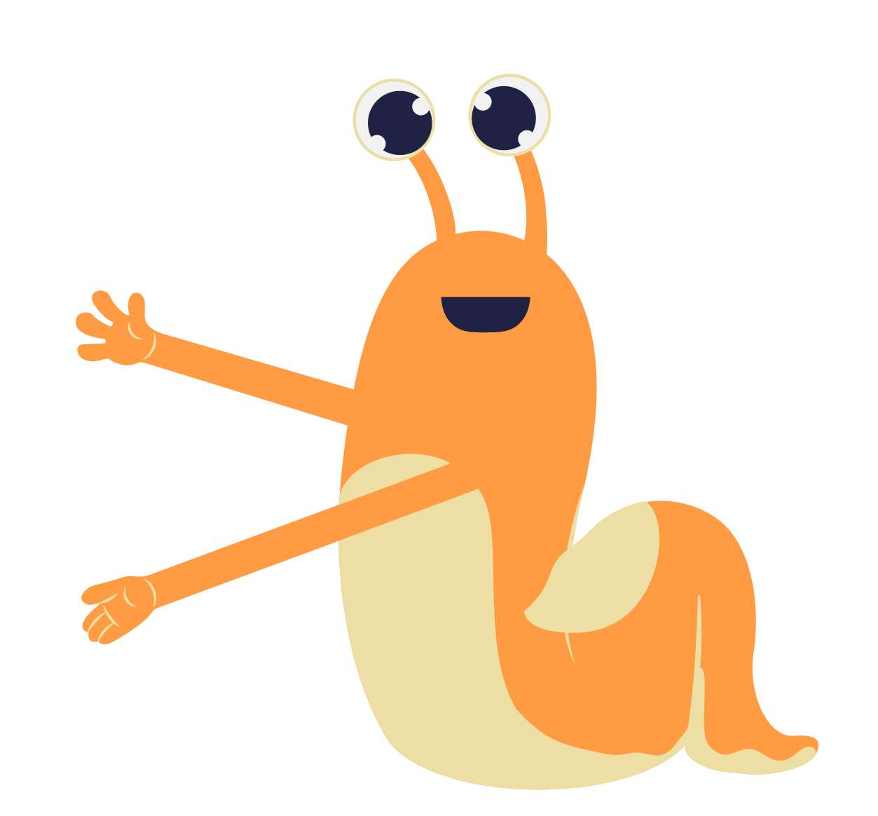 Dessin de limace orange qui désigne quelque chose